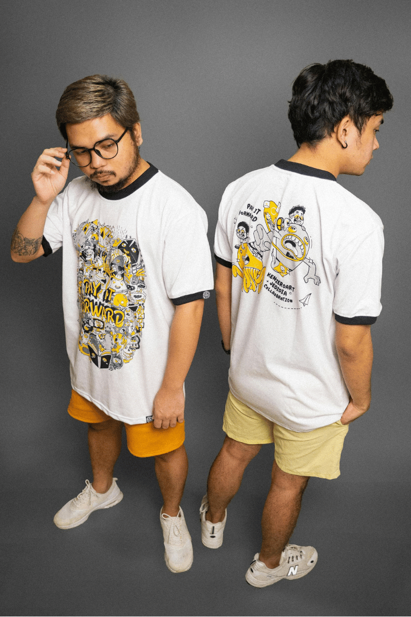 T-skjorte med trykk foran og bak